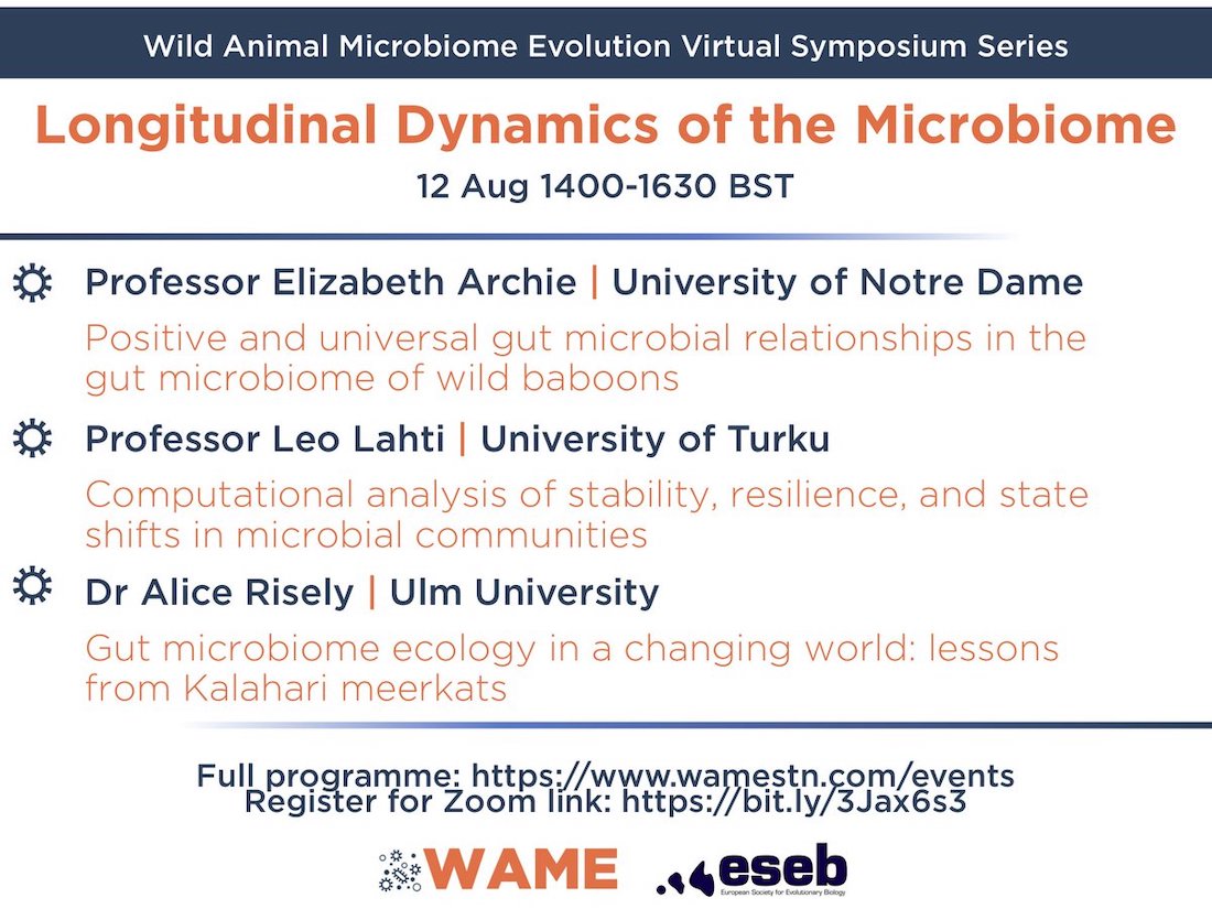 Wild Animal Microbiome Evolution (WAME) virtual symposium series