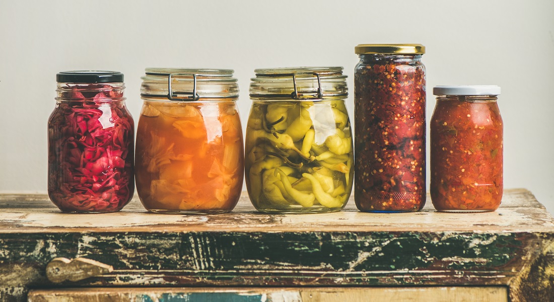 Glasses with fermented food