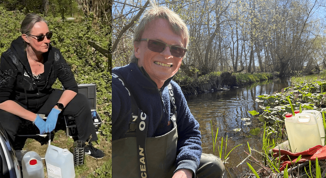Fieldwork experts Per Gørtz and Ulla Imer Gørtz carried out the extensive sampling of 19 Danish freshwater streams and rivers across Denmark from January to April.